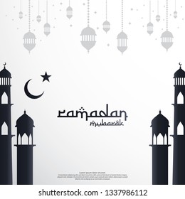 islamic design concept. Ramadan Kareem or Eid Mubarak invitation Banner or Card Background greeting. abstract mandala with arabic pattern, mosque ornament and lantern element. Vector illustration.