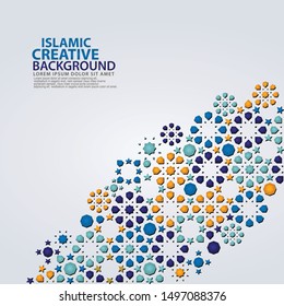 Islamic design greeting card background template with ornamental colorful of mosaic. vector illustration