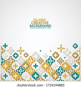 Islamic design greeting card background with ornamental colorful of mosaic. vector illustration