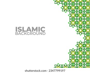 Islamic design greeting card background template with ornamental detail of islamic art ornament. Vector illustration