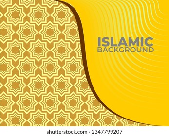 Islamic design greeting card background template with ornamental detail of islamic art ornament. Vector illustration