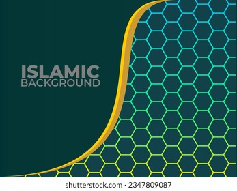 Islamic design greeting card background template with ornamental detail of islamic art ornament. Vector illustration