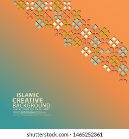 Islamic design greeting card with ornamental colorful of mosaic. vector illustration