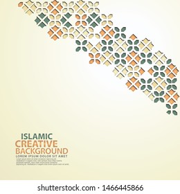 Islamic design greeting card with ornamental colorful of mosaic. vector illustration