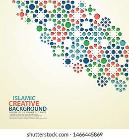 Islamic design greeting card with ornamental colorful of mosaic. vector illustration