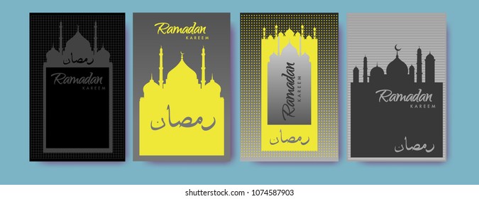Islamic design greeting card template for Ramadan Kareem with colorful abstract background design