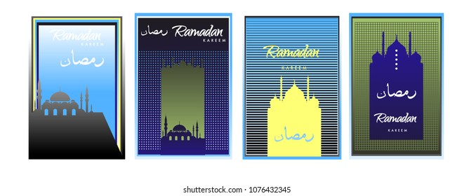 Islamic design greeting card template for Ramadan Kareem with colorful abstract background design