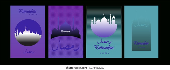 Islamic design greeting card template for Ramadan Kareem with colorful abstract background design