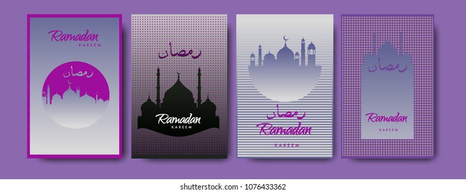 Islamic design greeting card template for Ramadan Kareem with colorful abstract background design