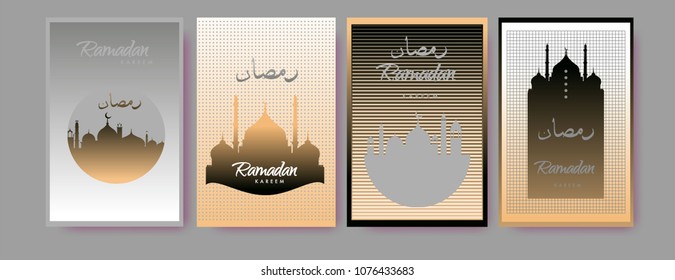 Islamic design greeting card template for Ramadan Kareem with colorful abstract background design