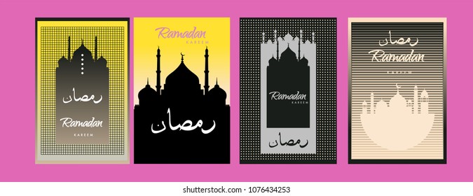 Islamic design greeting card template for Ramadan Kareem with colorful abstract background design