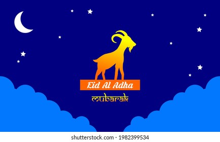 Islamic design illustration concept for Eid al-Adha celebration events or sacrifices with goat animal characters for web landing pages, banners, presentations, etc.
