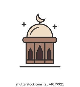 Islamic design masjid icon. Editable thin line vector illustration.