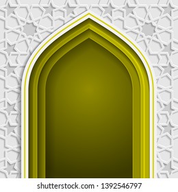 Islamic design mosque arch door for greeting background Ramadan Kareem and Eid Mubarak