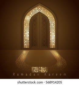 Islamic design mosque door for greeting background Ramadan Kareem