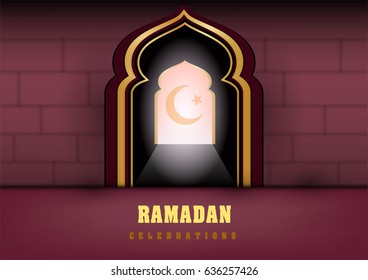 Islamic design mosque door for greeting background Ramadan Kareem, ramadan pattern vector design