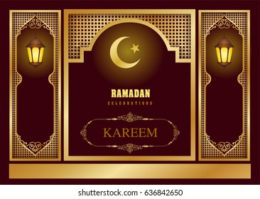 Islamic design mosque door for greeting background Ramadan Kareem