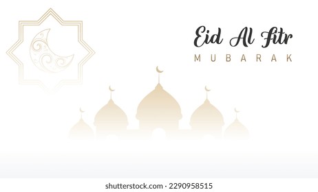 Islamische Design-Vorlage mit einem modernen minimalistisch-weißen Thema für Eid al-Fitr-Feierlichkeiten mit sauberem und klarem Bildmaterial