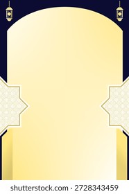 modelo de design islâmico, fundo islâmico kareem Ramadã. fundo vertical para cartaz islâmico. fundo islâmico azul e dourado.