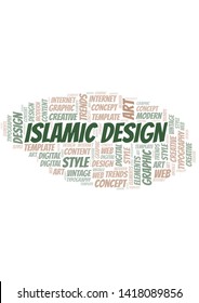 Islamic Design word cloud. Wordcloud made with text only.