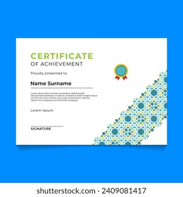 Islamic Diagonal Ornament Certificate Template Design