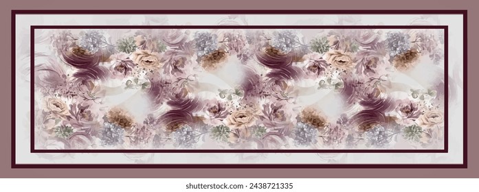 islamic digital silk scarf textile pattern design
