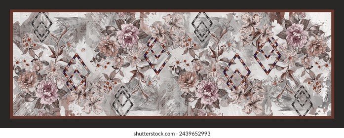 islamic digital silk scarf textile pattern design
