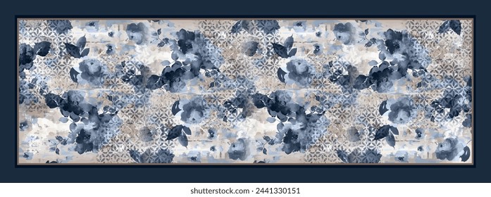 islamic digital silk scarf textile pattern design
