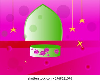 Islamic display podium decoration background 3d vector with latern for ramadan, eid al fitr sale banner