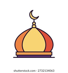 Islamic dome with crescent moon symbol on simple white background vector illustration religious architecture