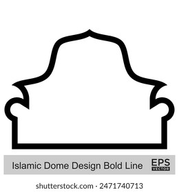 Islamische Kuppel Design Bold Linie Umriss Linear Schwarz Strich Silhouetten Design Piktogramm Symbol visuelle Illustration