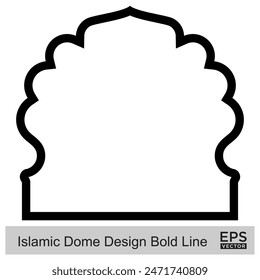 Islamische Kuppel Design Bold Linie Umriss Linear Schwarz Strich Silhouetten Design Piktogramm Symbol visuelle Illustration