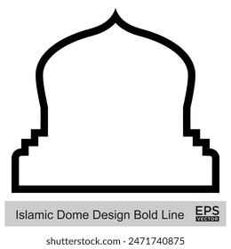 Islamic Dome Design Bold Line Outline Linear Black Stroke silhouettes Design pictogram symbol visual illustration