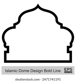 Islamische Kuppel Design Bold Linie Umriss Linear Schwarz Strich Silhouetten Design Piktogramm Symbol visuelle Illustration