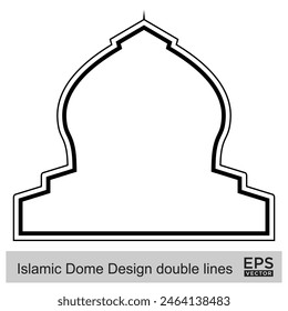 Islamic Dome Design double lines Outline Linear Black Stroke silhouettes Design pictogram symbol visual illustration
