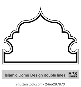 Diseño de la cúpula islámica líneas dobles Contorno Lineal Negro Trazo siluetas Diseño pictograma símbolo ilustración visual