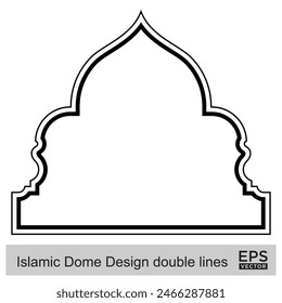 Islamic Dome Design double lines Outline Linear Black Stroke silhouettes Design pictogram symbol visual illustration