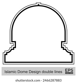 Islamic Dome Design double lines Outline Linear Black Stroke silhouettes Design pictogram symbol visual illustration