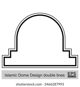 Islamic Dome Design double lines Outline Linear Black Stroke silhouettes Design pictogram symbol visual illustration