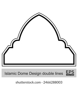 Diseño de la cúpula islámica líneas dobles Contorno Lineal Negro Trazo siluetas Diseño pictograma símbolo ilustración visual
