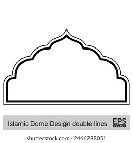 Islamic Dome Design double lines Outline Linear Black Stroke silhouettes Design pictogram symbol visual illustration