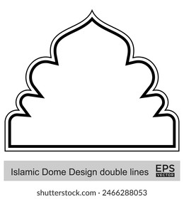 Islamic Dome Design double lines Outline Linear Black Stroke silhouettes Design pictogram symbol visual illustration