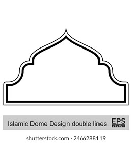 Islamic Dome Design double lines Outline Linear Black Stroke silhouettes Design pictogram symbol visual illustration