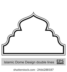 Islamic Dome Design double lines Outline Linear Black Stroke silhouettes Design pictogram symbol visual illustration