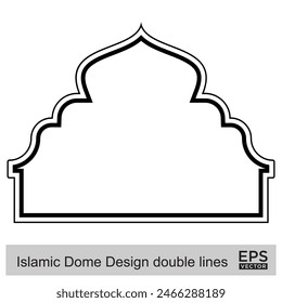 Islamic Dome Design double lines Outline Linear Black Stroke silhouettes Design pictogram symbol visual illustration