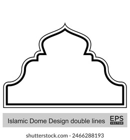 Islamic Dome Design double lines Outline Linear Black Stroke silhouettes Design pictogram symbol visual illustration