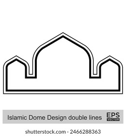 Islamic Dome Design double lines Outline Linear Black Stroke silhouettes Design pictogram symbol visual illustration