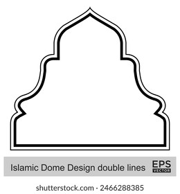 Islamic Dome Design double lines Outline Linear Black Stroke silhouettes Design pictogram symbol visual illustration