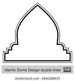 Diseño de la cúpula islámica líneas dobles Contorno Lineal Negro Trazo siluetas Diseño pictograma símbolo ilustración visual