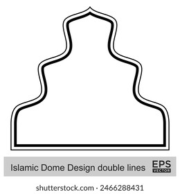 Islamic Dome Design double lines Outline Linear Black Stroke silhouettes Design pictogram symbol visual illustration